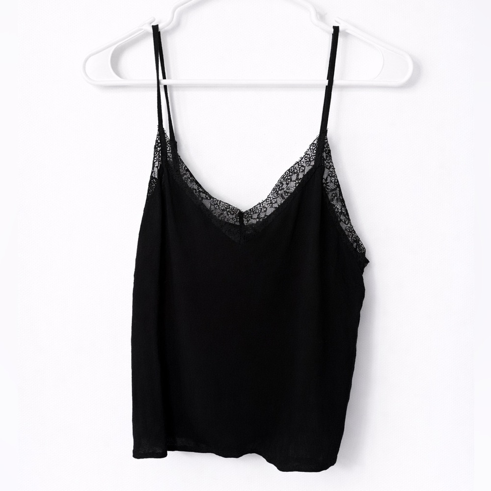 Elegant Black Lace Trim Cami Top
